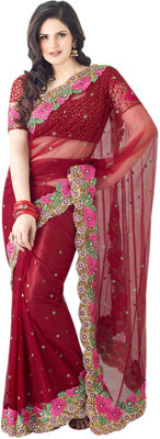 

Vishal Solid Fashion Net Saree(Red)