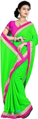 

Party Wear Dresses Solid Fashion Chiffon Saree(Green)