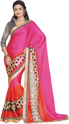 

Saara Printed Fashion Viscose Saree(Pink, Orange), Orange;pink