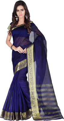 

Weavedeal Solid Banarasi Chanderi Saree(Blue)