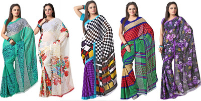 

Silkbazar Printed Daily Wear Synthetic Georgette Saree(Pack of 5, Multicolor)