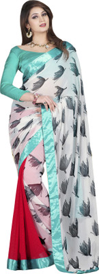 

Jiya Self Design, Printed Fashion Georgette, Chiffon Saree(White, Grey, Red), Grey;red;white