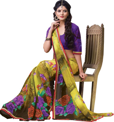 

Manthan Printed Daily Wear Georgette Saree(Yellow, Brown)