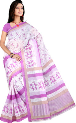 

Saran Printed Mysore Cotton, Polycotton Saree(Multicolor)