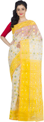 RLBFashion Self Design Jamdani Handloom Cotton, Silk Saree(Beige, Yellow) Flipkart