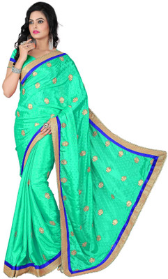 

Vishakha Fashion Embroidered Fashion Jacquard Saree(Green), Torquoise green