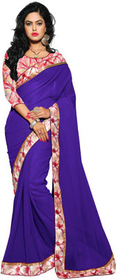

Lovely Look Solid Daily Wear Georgette Saree(Purple)
