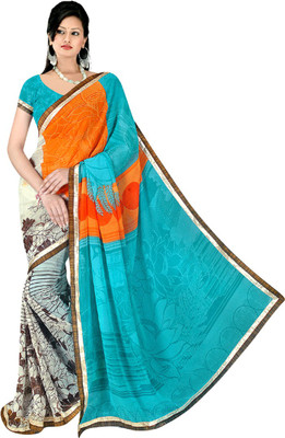

MannMohh Printed Daily Wear Georgette Saree(Multicolor)