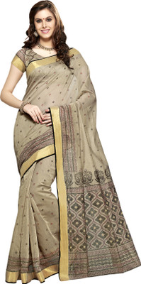 

Gian Creations Printed Daily Wear Cotton Saree(Beige)