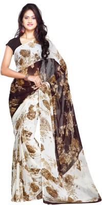 

Ligalz Printed Fashion Handloom Chiffon Saree(Brown), Brown;green;white