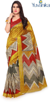 Sunaina Printed Bhagalpuri Art Silk Saree(Multicolor)