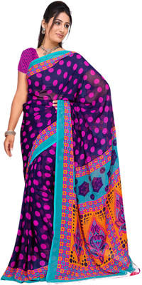 

Jiya Self Design, Printed Daily Wear Georgette Saree(Dark Blue, Multicolor), Dark blue;multi