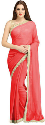 

Fashiondeal Solid Bollywood Georgette Saree(Red)
