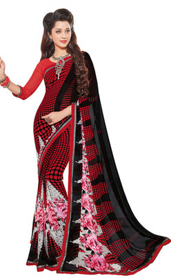 

PSHOPEE Printed Fashion Chiffon Saree(Red)