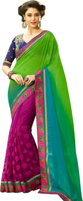

Brijraj Embroidered Fashion Net Saree(Green, Blue, Magenta), Blue;green;magenta