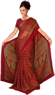 

Khushali Self Design, Printed Fashion Chiffon Saree(Maroon, Multicolor)