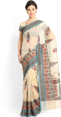 

Soch Embroidered Fashion Cotton Saree(White), Cream