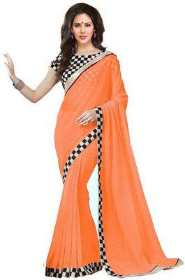 

Stylezone Embroidered Fashion Chiffon Saree(Orange)