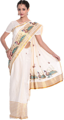 

Darps Self Design Kota Doria Cotton Saree(Multicolor), Cream
