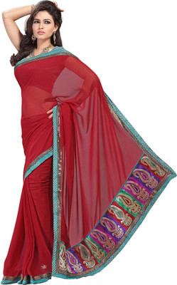 

Ishin Embroidered Fashion Georgette Saree(Maroon)