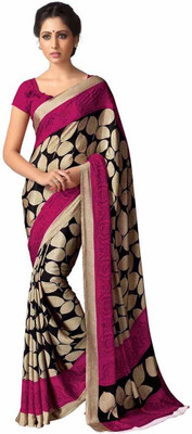 Vardan PRINTS Printed Bollywood Crepe Saree(Purple, Black)