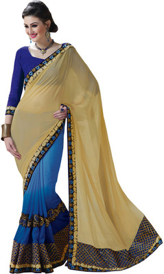 

Parisha Embroidered Daily Wear Georgette Saree(Beige, Blue)