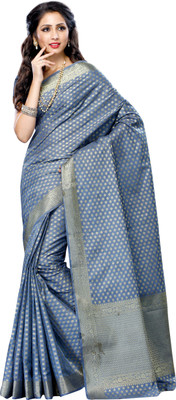 

Mimosa Woven Kanjivaram Tussar Silk Saree(Grey)