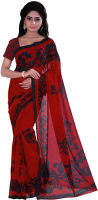 

Khoobee Self Design, Printed Fashion Georgette Saree(Maroon, Black), Black;maroon