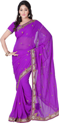 

Desi Butik Embroidered Fashion Art Silk Saree(Purple)