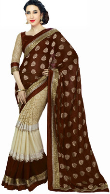 

Shopimo Fashion Printed Fashion Viscose Saree(Black, Gold), Brown