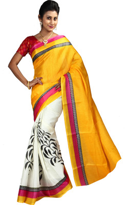 

Anushree Saree Printed Fashion Silk Saree(Multicolor), Light yellow