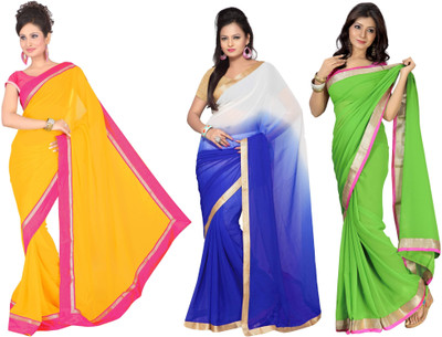 

Silkbazar Self Design Fashion Synthetic Chiffon Saree(Pack of 3, Multicolor)