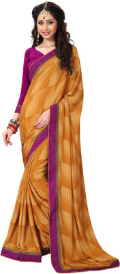 

Vardan Prints Printed Fashion Crepe Saree(Brown, Purple)