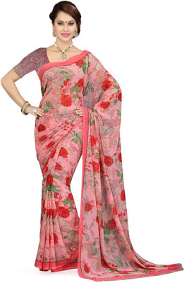 

Ishin Printed Fashion Synthetic Georgette Saree(Pink)