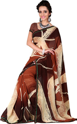 

Khushali Self Design, Printed Fashion Georgette Saree(Beige, Brown)