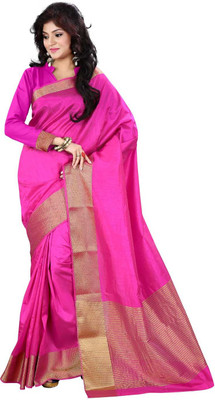 

Roopkala Silks Solid Fashion Tussar Silk Saree(Pink)