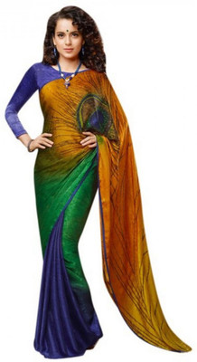 

She Fashion Geometric Print Bollywood Georgette Saree(Multicolor)