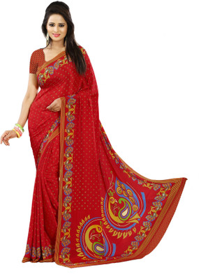

Kjs Printed Bollywood Crepe Saree(Multicolor)