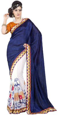 Party Wear Dresses Embroidered Fashion Net Saree(Multicolor)