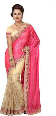

Ishin Embellished Fashion Lycra Saree(Beige), Beige;pink