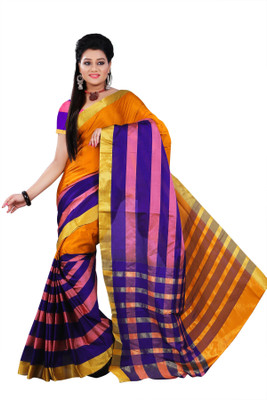

Weavedeal Embellished Banarasi Cotton Saree(Blue)