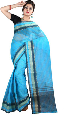 

Hawai Striped Fashion Handloom Cotton Saree(Blue)