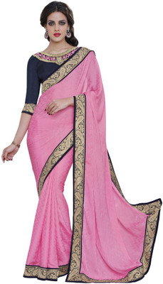 Desi Butik Embellished Fashion Jacquard Saree(Pink)