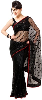 

Dancing Girl Embroidered Bollywood Net Saree(Black)