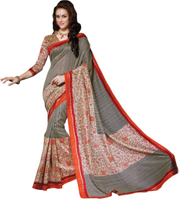 

Ewows Printed Bhagalpuri Silk Saree(Beige)