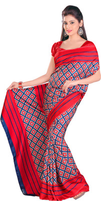 

Sunaina Printed Fashion Art Silk Saree(Red, Blue)