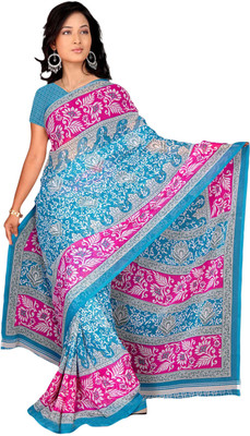 

Khoobee Printed Fashion Chiffon Saree(Blue, Multicolor), Blue;multicolor;pink