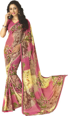 

PSHOPEE Printed Fashion Chiffon Saree(Pink)