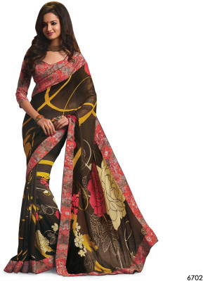 

Ridham Sarees Hand Painted Hand Batik Pure Georgette Saree(Multicolor)