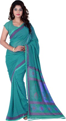 

Khushali Self Design, Printed Fashion Georgette Saree(Green, Purple)